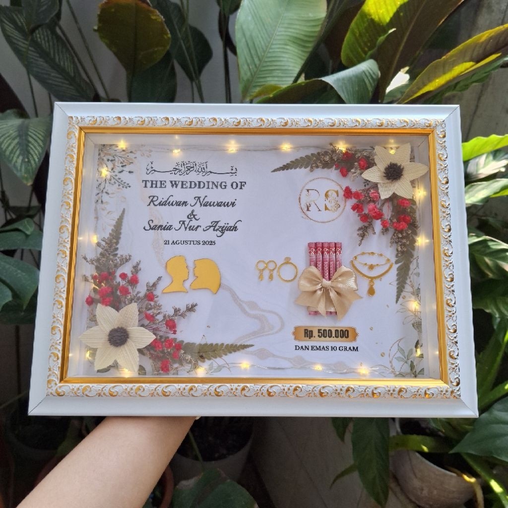 BINGKAI MAHAR 3D CUSTOM / MAHAR 3D/ FRAME 3D LIST GOLD / FRAME MAHAR RUSTIC / HANTARAN PERNIKAHAN / 