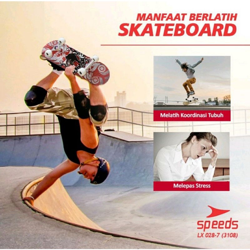 Skateboard profesional dewasa adult remaja XL kayu fullset 3108PU