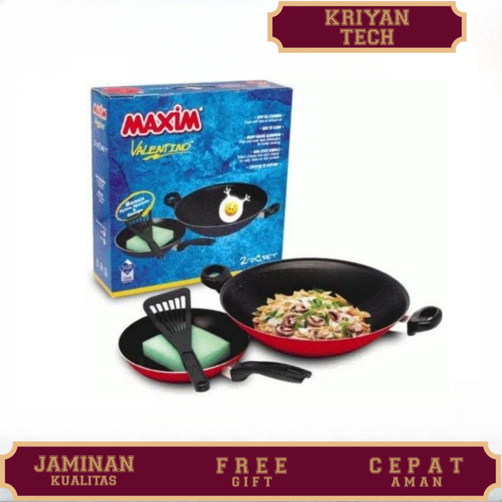 Wajan Teflon Set Maxim Valentino 2pcs Panci Teflon Maxim Set Valentino 2pcs Wajan Valentino Set