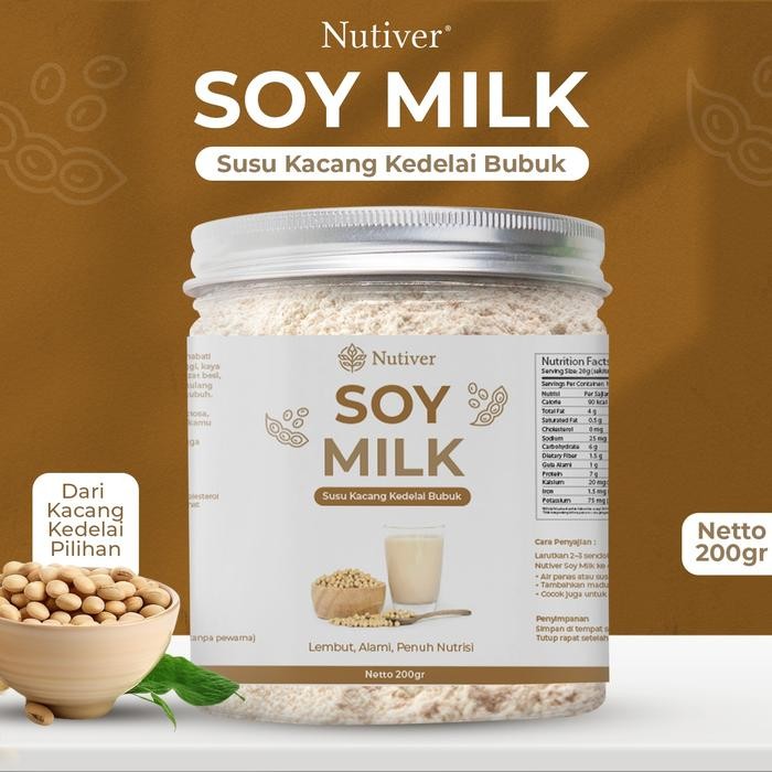 NUTIVER Susu Kedelai Bubuk Soy Milk Powder Kedele Bubuk Alami Tanpa Gula Tambahan 200gr