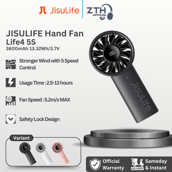 JISULIFE Hand Fan Life4 Kipas Angin Portable 5 Speed 3600mAh