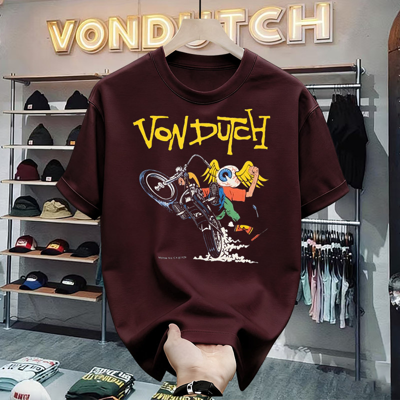 VON DUTCH Baju Kaos Pria Gaya Motor Retro – T-Shirt Katun Ringan, Nyaman Dipakai Nongkrong