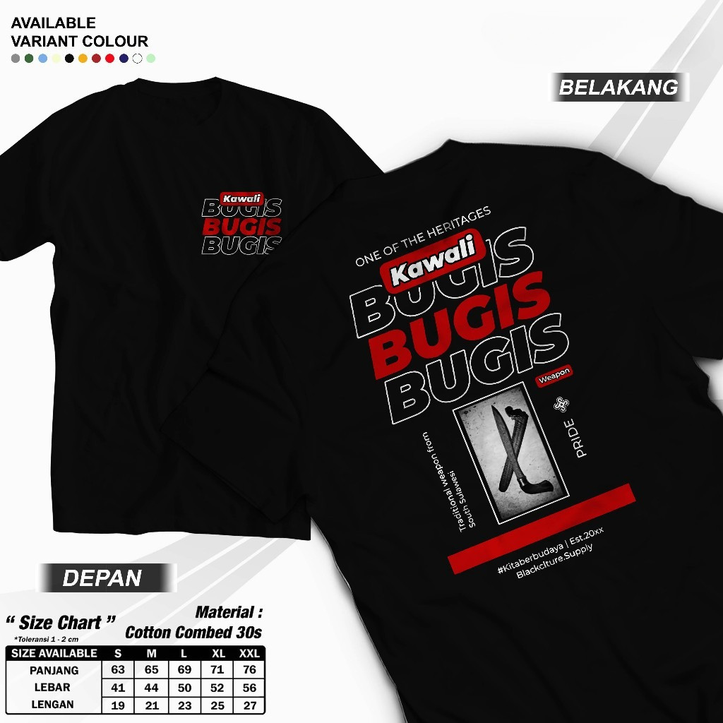 Kaos Budaya Edisi Kawali | Kaos Makassar | Baju Bugis | Cotton Combed 30s