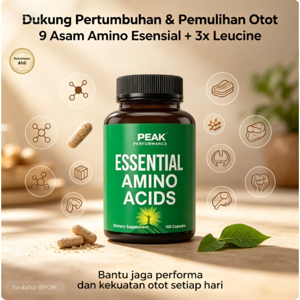 PEAK PERFORMANCE Essential Amino Acids 60 Kapsul Dukung Protein Sintesis & Pemulihan Otot ly61817