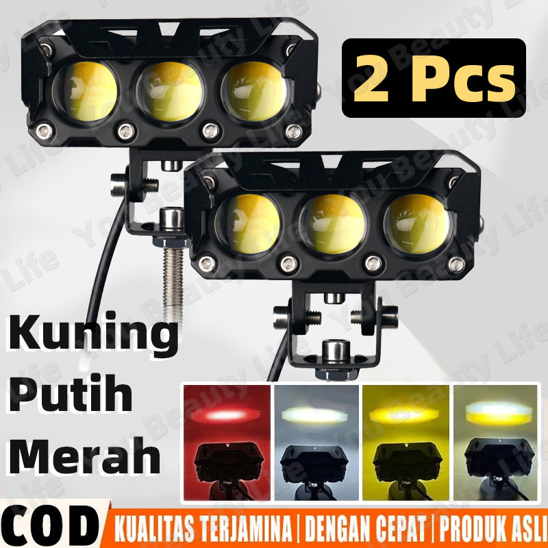 Lampu Tembak Led Foglamp 150W 10000LM IP68 3 Mata 3 Warna Kendaraan Listrik MOTOR LAMPU TEMBAK Led G