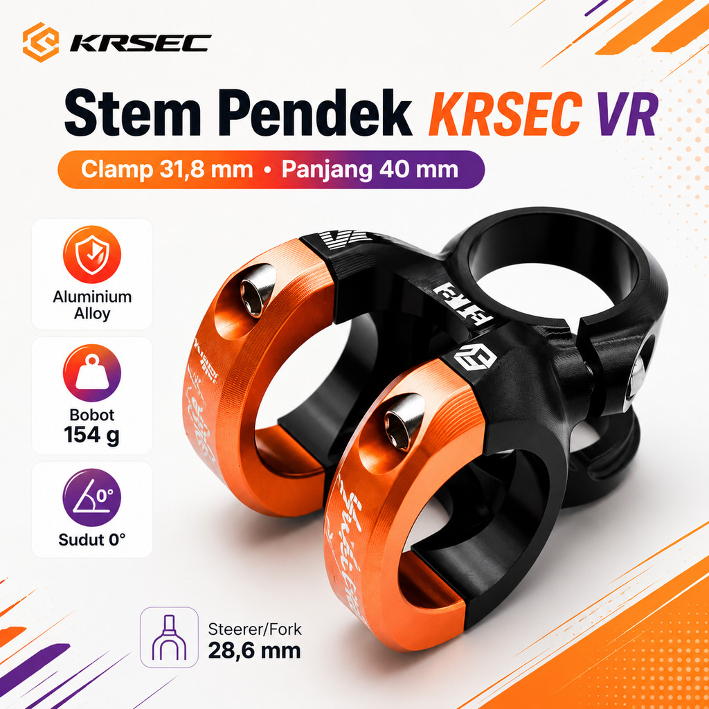Stem Pendek KRSEC VR 31.8 mm clamp x 40 31.8mm Sepeda MTB Enduro DH Downhill