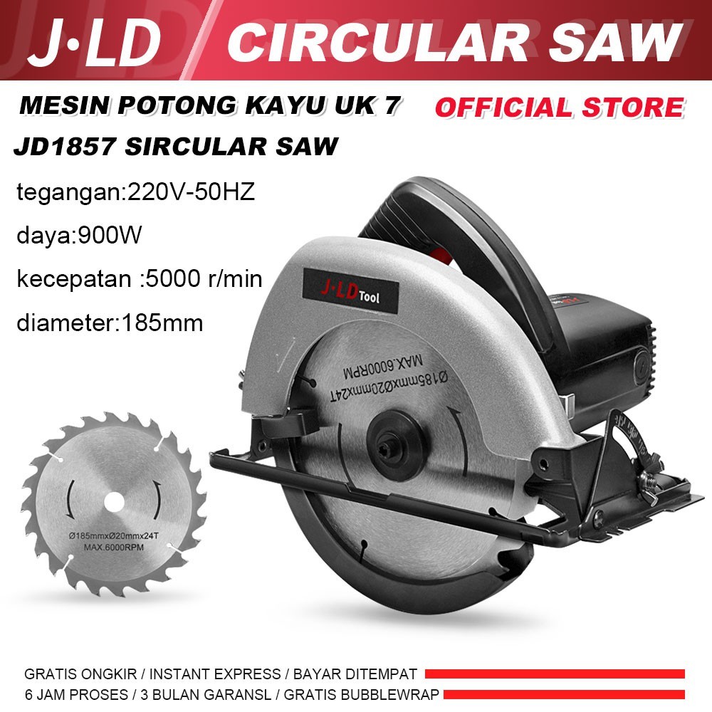 JLD 7inch Mesin Gergaji Circular Saw 900W Sircular Saw J1857 Mesin Potong Pemotong Keramik 220V poto