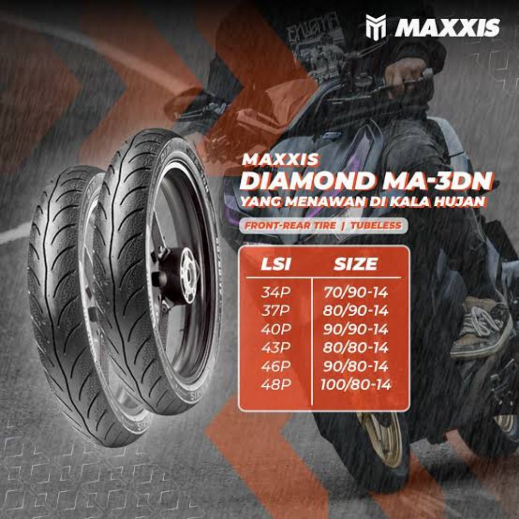 PROMO PAKET Ban Maxxis Matic Ring 14 Maxxis Diamond Ma3dn FREE PENTIL - Tubeless Produksi Terbaru Ma