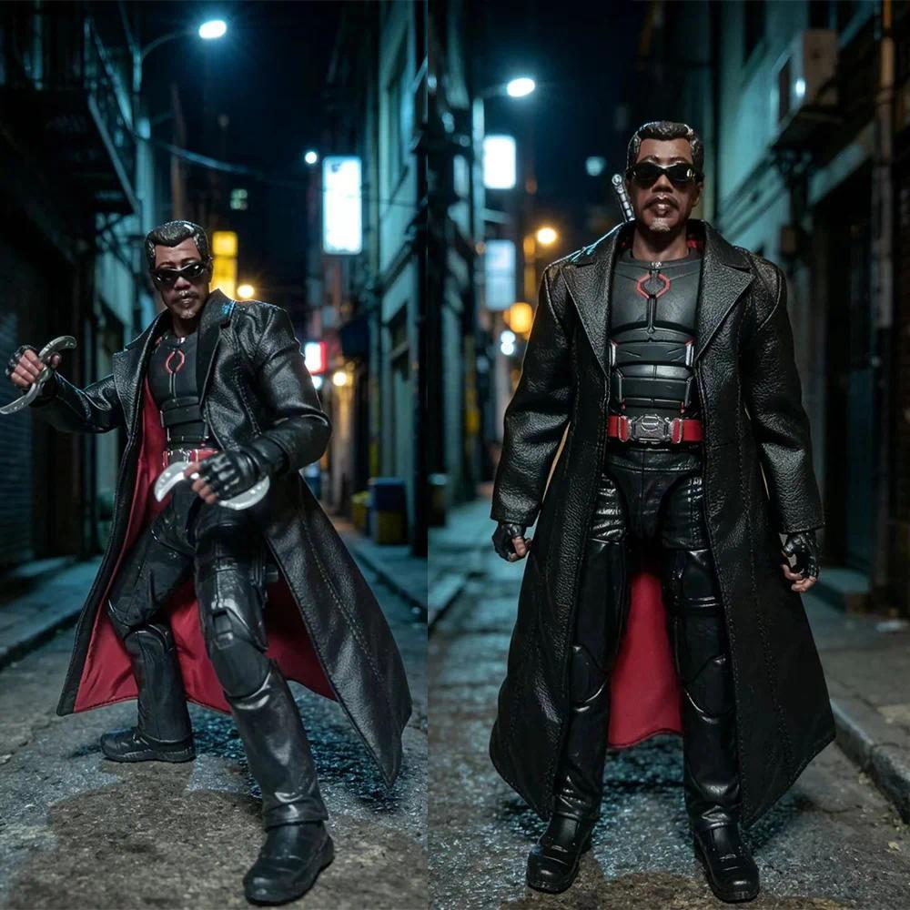 Handmade 1/12 Scale Fashion Male Soldier Blade Warrior Leather Jacket Trench Coat Long Windbreaker F