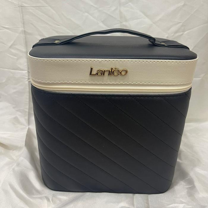 lv B2261-Kotak kosmetik / Tempat Make Up / Beauty Case/1 Tingkat Classy 22.5x17.5x23.5cm Hitam Pink 