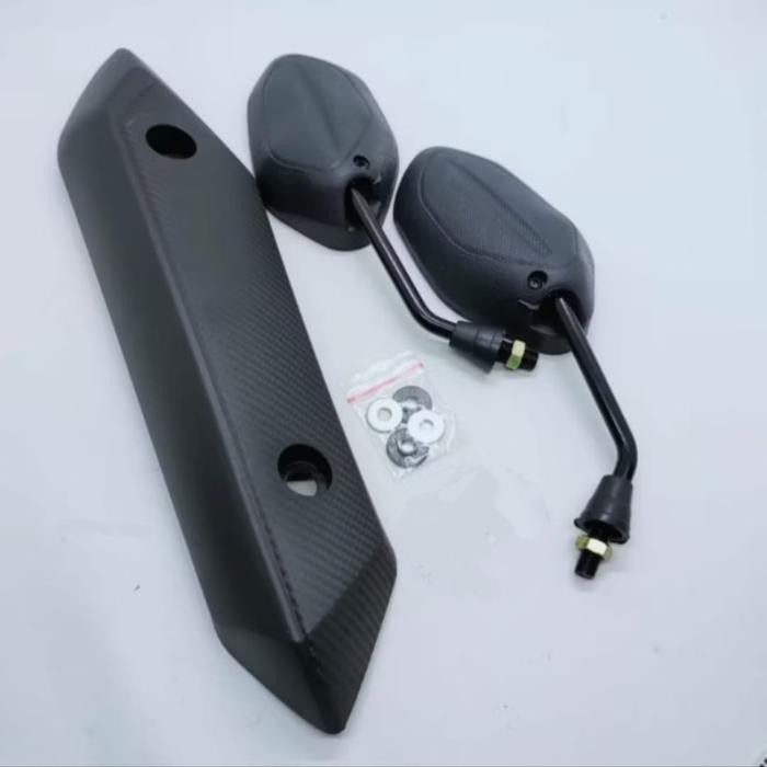 Tameng knalpot + Spion Honda Beat fi 2015 - Hitam