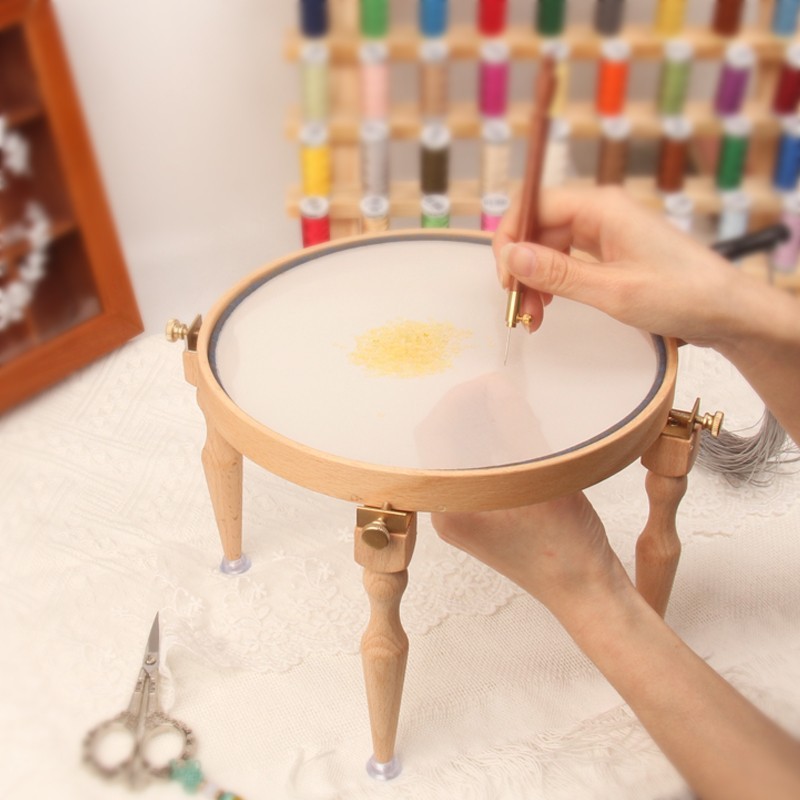 

3/4Pcs Adjustable Portable Wooden Embroidery Hoop Stand Handmade Cross Stitch Hoop Set Embroidery Ring Frame Embroidery Tools