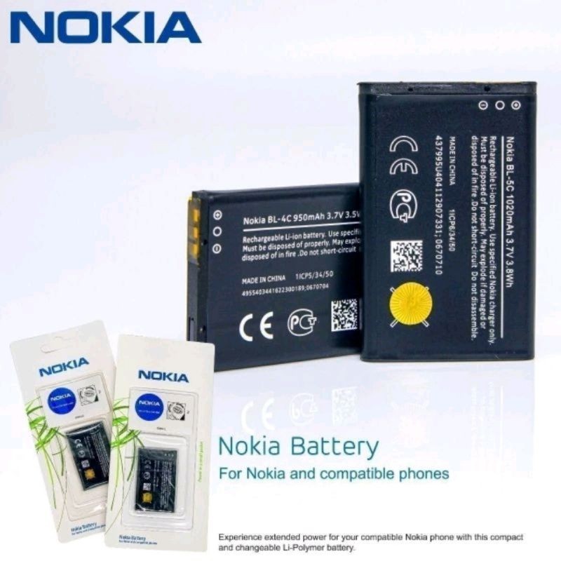 ORIGINAL | Baterai Batre Nokia N70 N71 105 106 107 150 215 216 222 BL5C BL-5C Original / Battery Bat