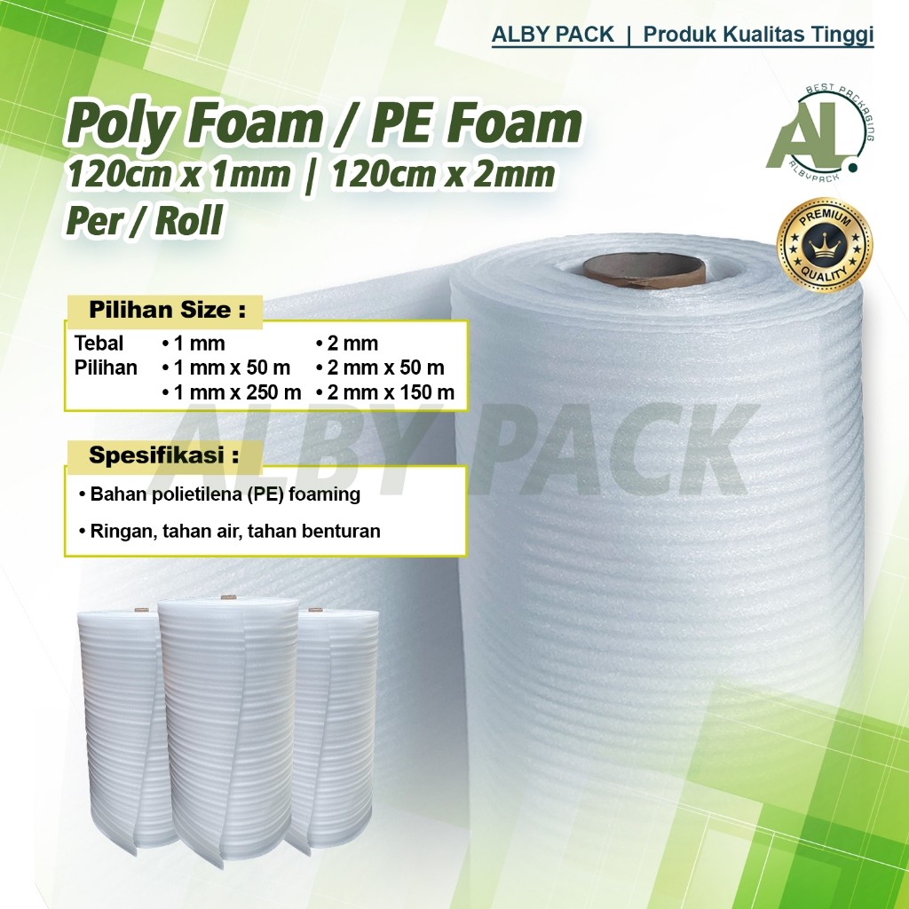 PE Foam Busa Sheet 1MM 2MM 50 Meter Busa / Busa Polyfoam Tebal Meteran
