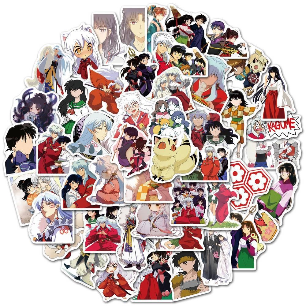 

50pcs Inuyasha Cartoon Cute Mobile Phone Case Shcoolbag Waterproof Sticker Decoration Supplies