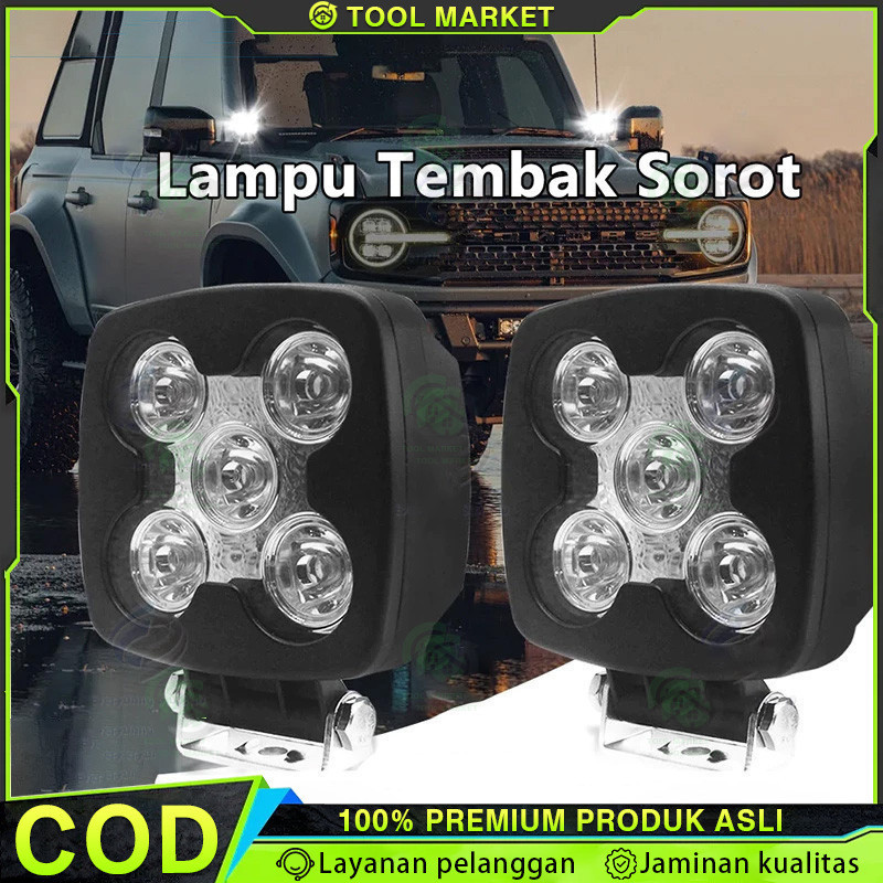 ⚡100% ORI⚡Lampu tembak sorot 50 Watt Dotrex 5 Mata Truck Off Road 12/24（V) Ketebalan 8.2cm Lampu Tem