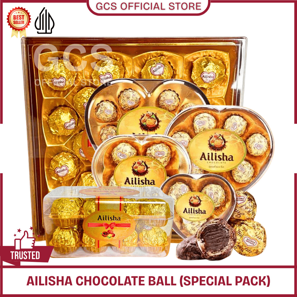 

Ailisha Chocolate Coklat Wafer Ball Box Shape Alishia Golden Chocolate 200g / 300g