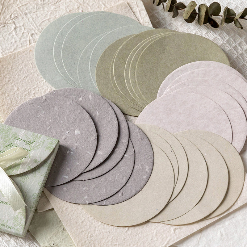 

30 pcs round material paper Vintage Solid color Decorative Card stock handmade Leave a message Scrapbooking Supplies