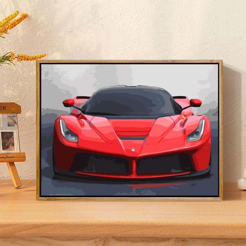 

Cool Red Sports Car Digital Paint by Numbers Kit Fun DIY Project for Car Fans Home Decoration i11315