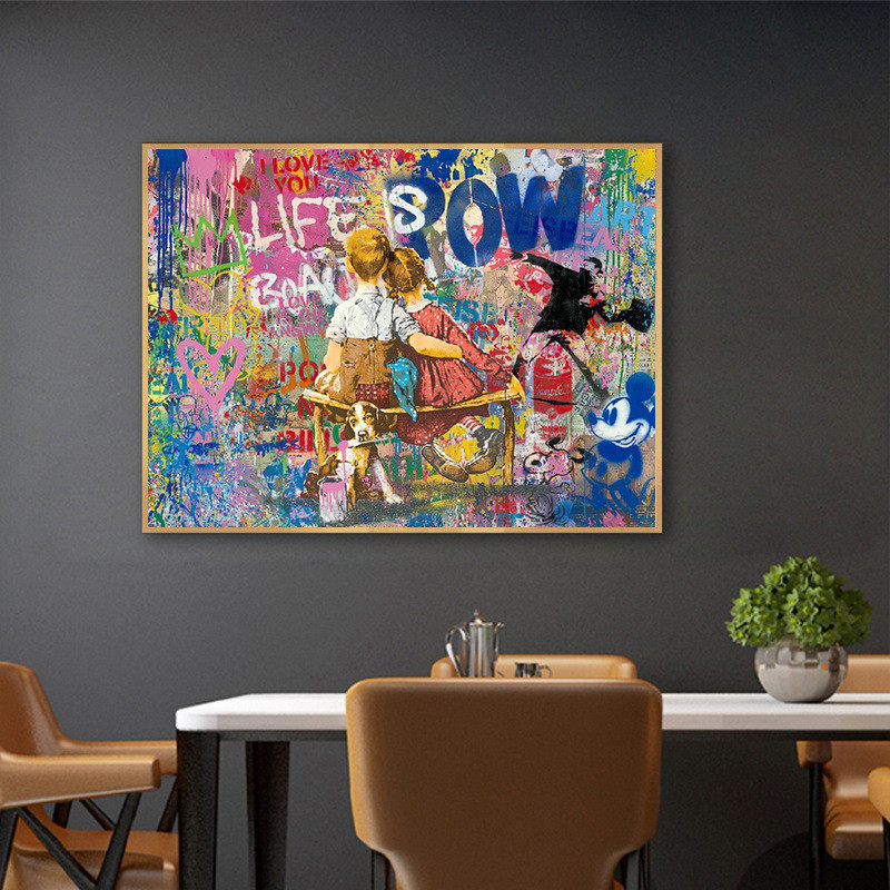 

Modern Art Little Lovers Snuggle Together Oil Painting Hanging Poster Canvas Painting Wall Decor High Definition Spray Show Home