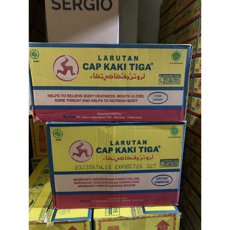 

Larutan Botol cap kaki tiga 500 ml 1 dus isi 24 botol / 200 ml 1 dus isi 48 botol