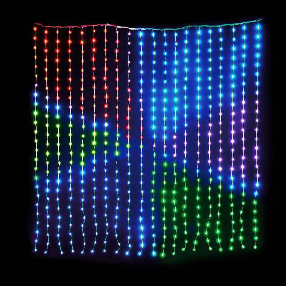 Programmable Smart Pixels LED Curtain String Light Bluetooth App RGBIC Neon Display Sign Fairy Chris