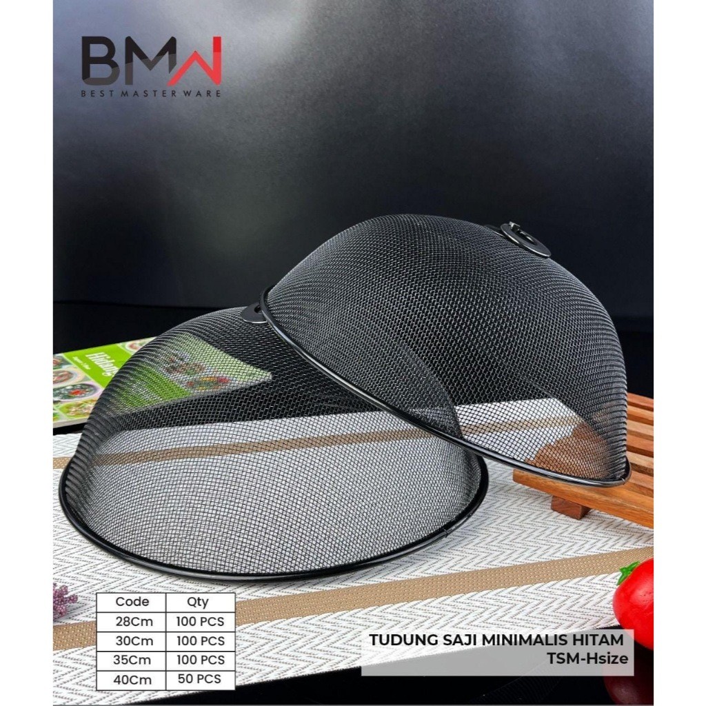 (Toserba 777)  TUDUNG SAJI MINIMALIS HITAM BERAGAM UKURAN 28CM 30CM 35CM / Tudung saji stainless Pen