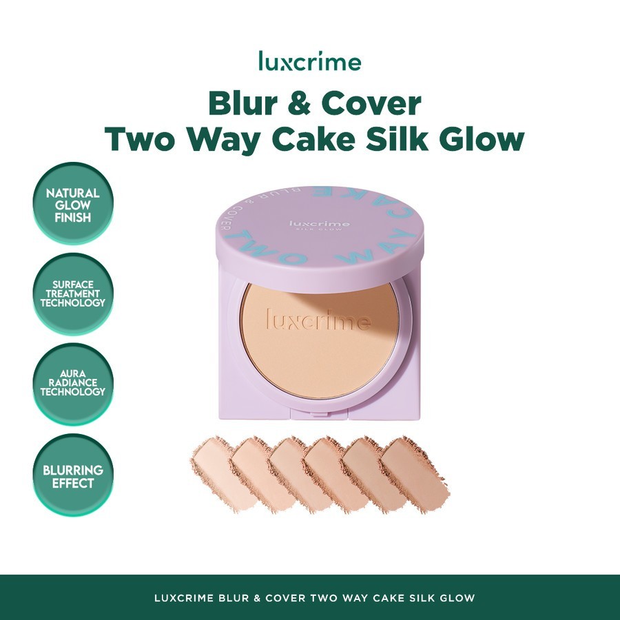 AG - Luxcrime Blur & Cover Two Way Cake Silk Glow Mini Size [4.5g]/ Foundation Padat High Coverage U
