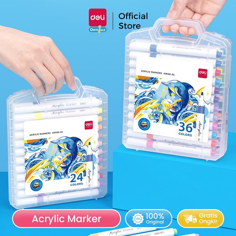 

New Deli Genius Spidol Akrilik / Acrylic Marker 12/24/36/48 Warna HM108Premium