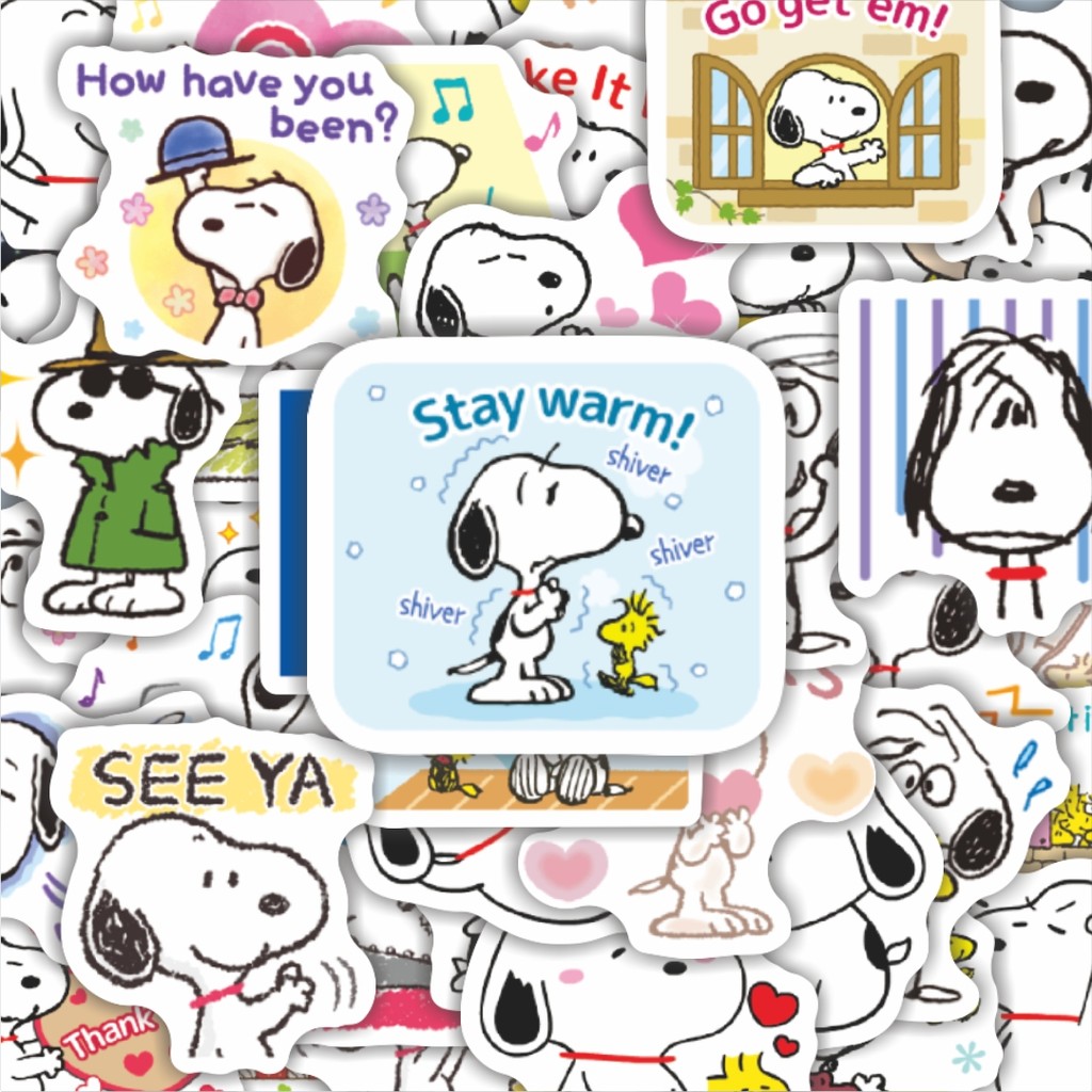 

100PCS Lucu Stiker Kartun Snoopy V24 Stiker Aesthetic Stiker Anti Air Stikers Berperekat Waterproof sticker decal buat Motor Helm Buku Journal Koper Casing HP Laptop Botol Minum Hadiah anak