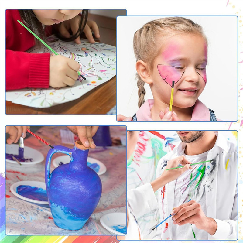 

FLYY-200 Pieces Paint Brush Bulk Plastic Paint Brush Set Oil Painting Watercolor Brush Classroom Supplies For Arts And Crafts