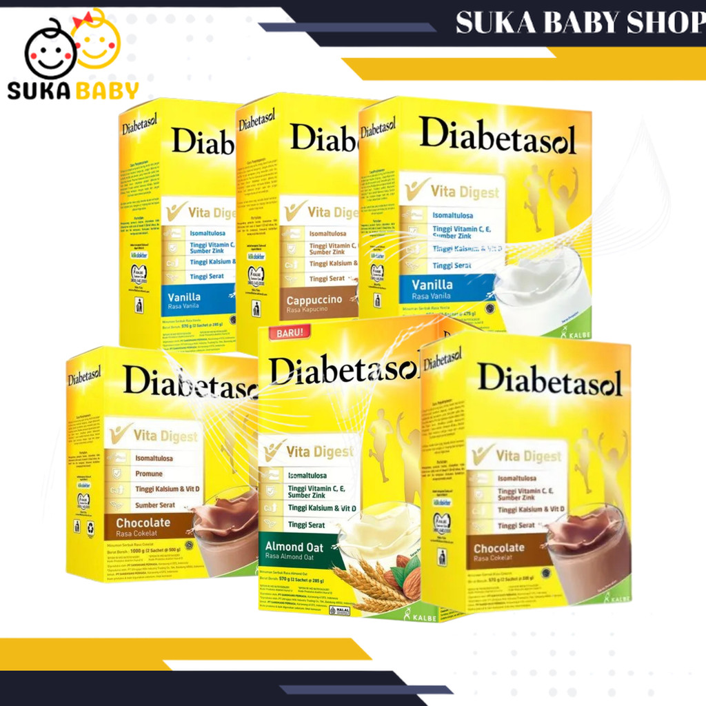 

Susu Diabetasol 1000 gram Rasa Vanilla Coklat Capucino 950gr 600gr 570gr Nutrisi Pengganti Makan Kontrol Gula Darah Suka Baby