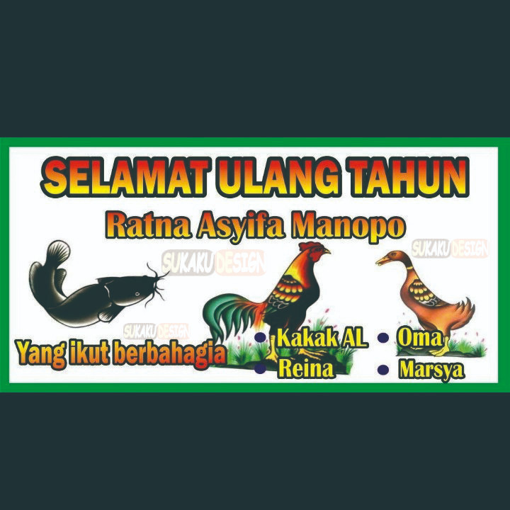 banner / spanduk ulang tahun /sidang / wisuda / wedding design pecel lele