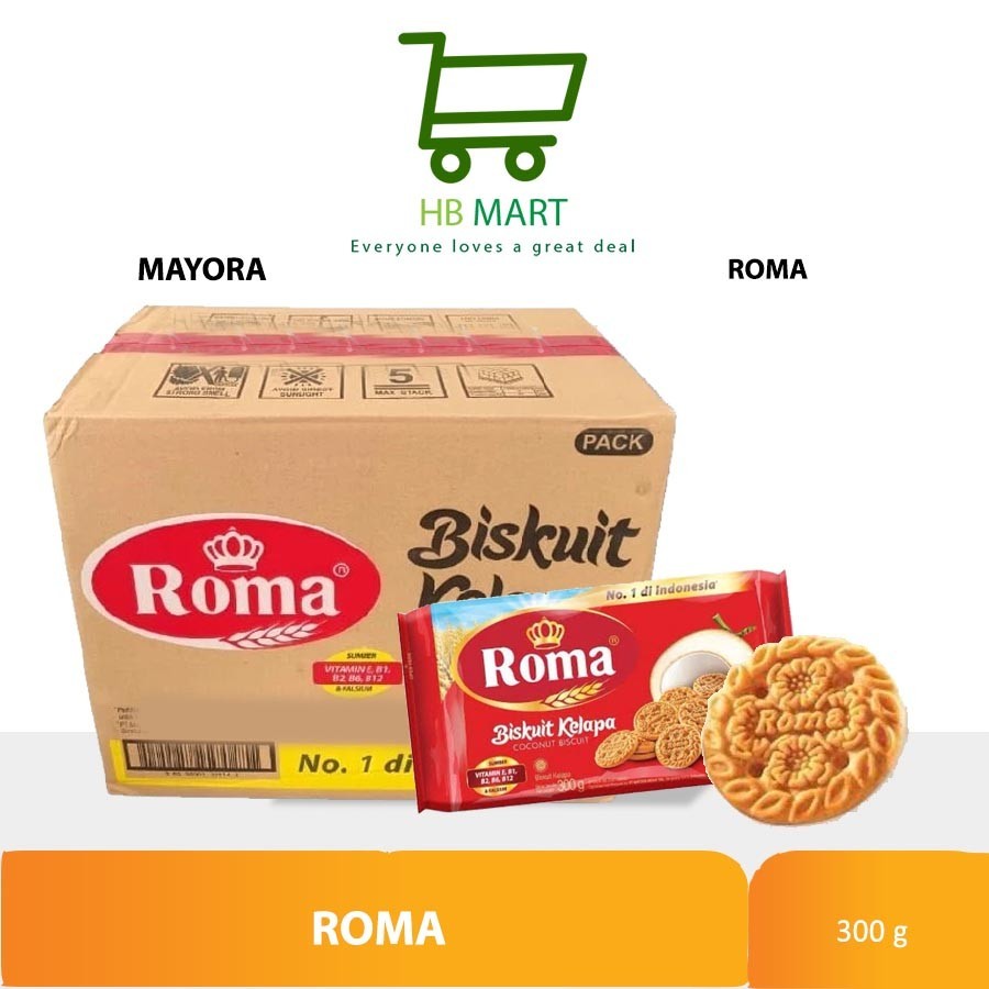 

KHUSUS OJOL Biskuit Roma Kelapa 300 gram - 1 kardus isi 28 pax