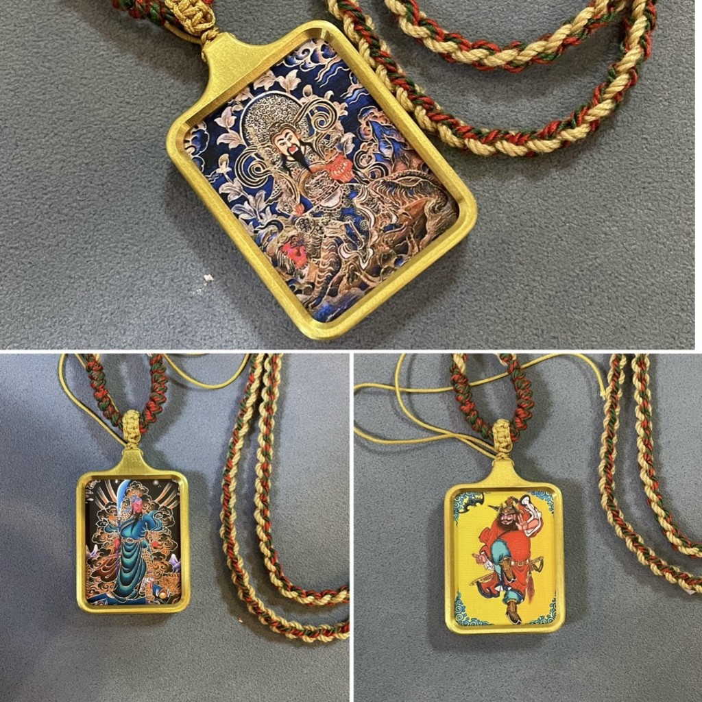 Liontin thangka tembaga murni Guan Gong Zhao Gongming berliontin thangka kuil pemandangan grosir aks