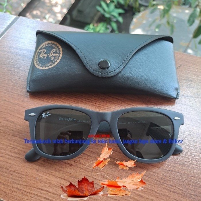 kacamata rayban wayfarer frame hitam doff kaca hitam sz 50