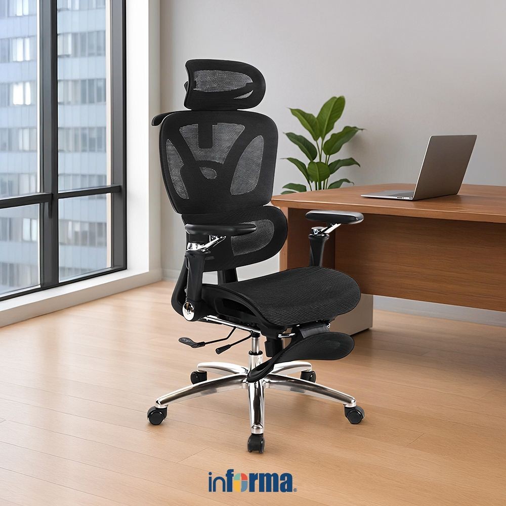 Informa Lynyx Kursi Kantor Sandaran Tinggi - Hitam Tempat Duduk Kerja Dengan Roda Office Chair Kursi