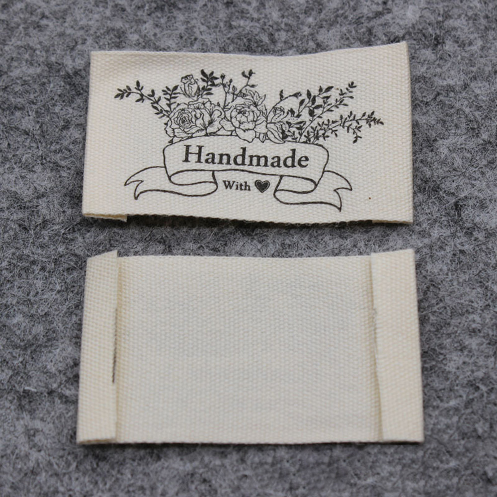 

20PC Floral Cotton Woven Label Handmade Fabric Tags for DIY Clothing Craft Projects