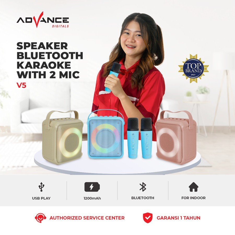 Speaker Mini Advance V5 Bluetooth 2 Inch Aktif Portable Free 2 Mic