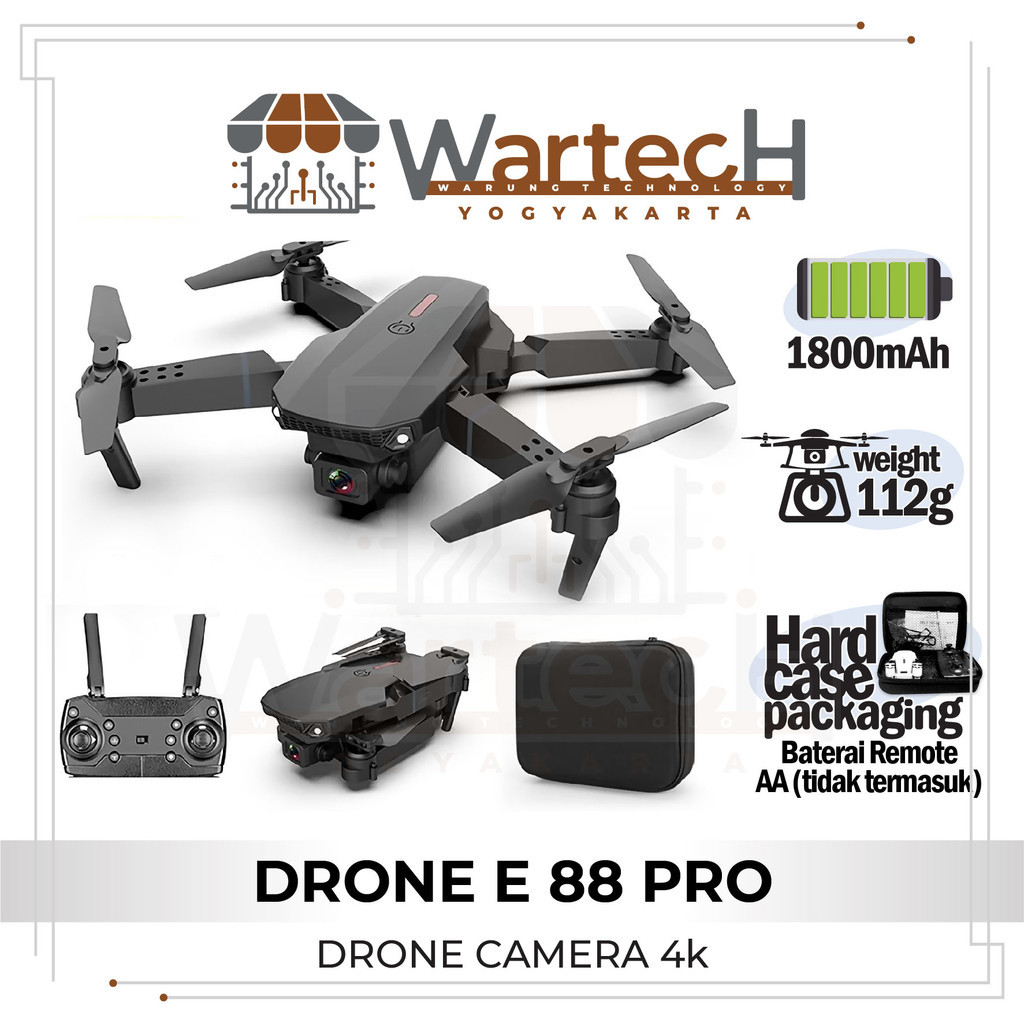 Drone E88pro 4K UltraHD CAMERA Foldable Drone Lipat Single Camera