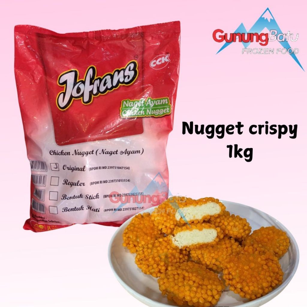 

JOFRANS CRISPY CHICKEN NUGGET VARIANS (1KG/500GR/225GR)