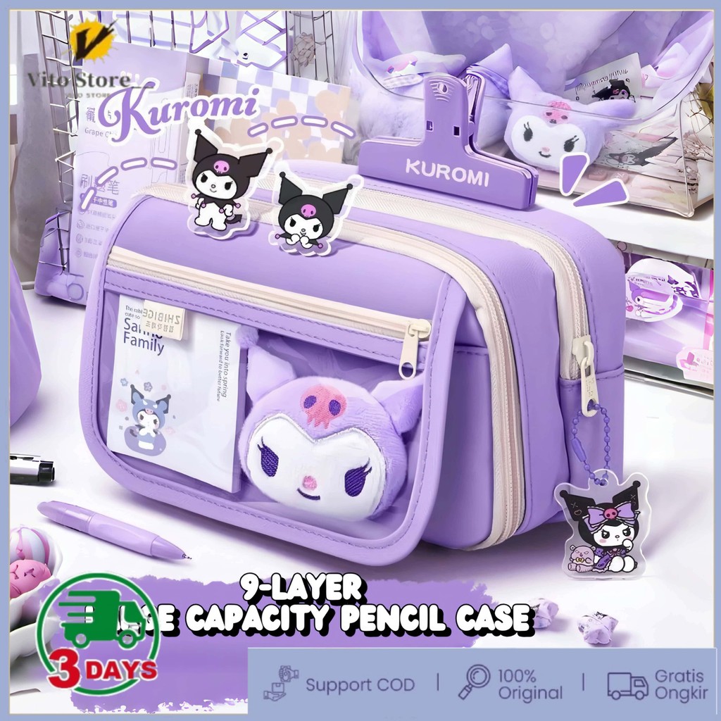 

Kuromi Pencil Case Kotak Pensil Kuromi Alat Tulis Back To School Lucu Aksesoris Sekolah