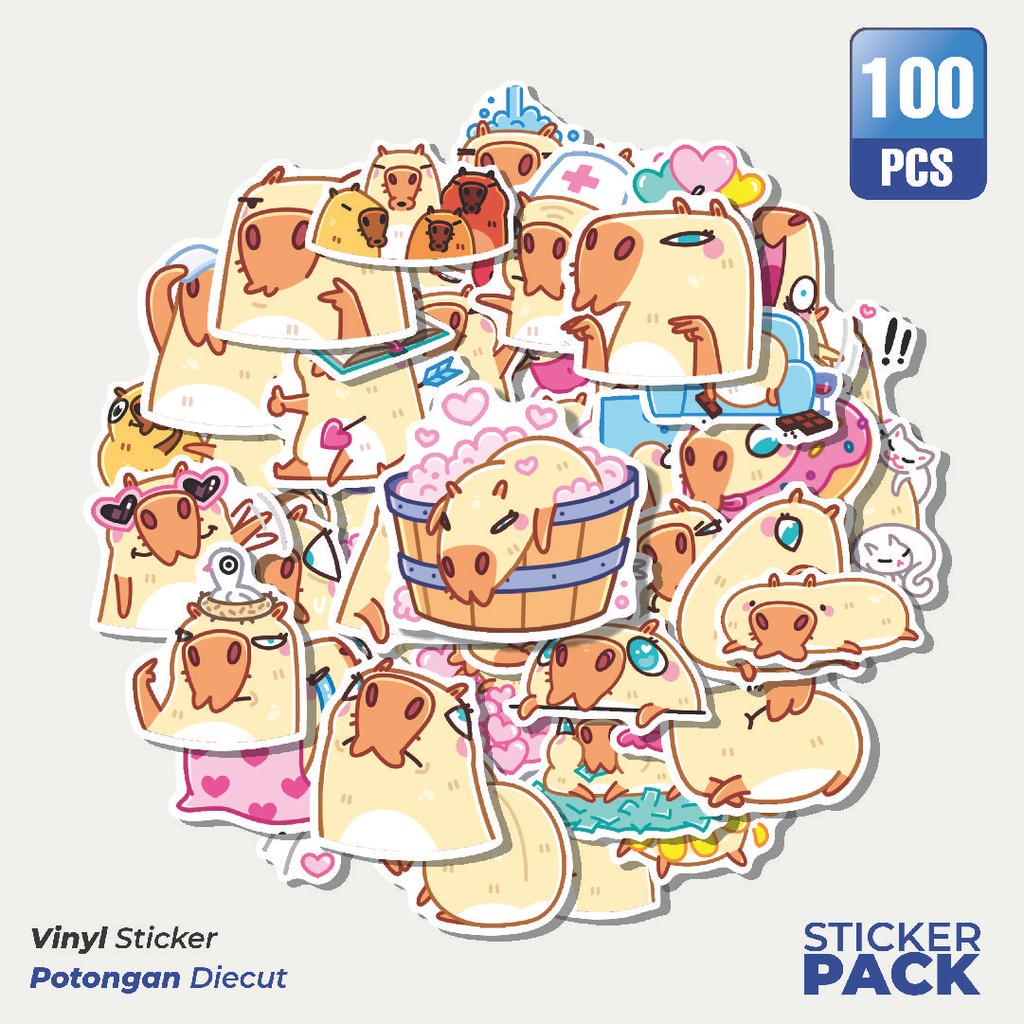 

100 PCS STIKER Animal Sheep Tender Peebee [Domba] Waterproof Aesthetic- Untuk Laptop, Motor, dan Helm - Paper Stationery Pack