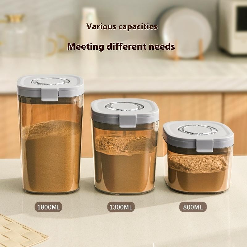 

Airtight Coffee Milk Powder Storage Container With Scoop, 800/1300/1800ml Sealed Jar Durable, Keeps Fresh & Dry, Easy To Clean