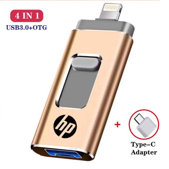 Flashdisk 4in1 untuk iphone IOS USB micro Android Hp 1 2 TB - GOLD, 1TB