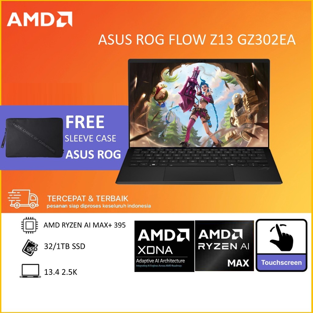 ASUS ROG FLOW Z13 GZ302EA TOUCH 2IN1 RYZEN AI MAX+ 395 RAM 32GB / 64GB 1TB W11+OHS 13.4Inch