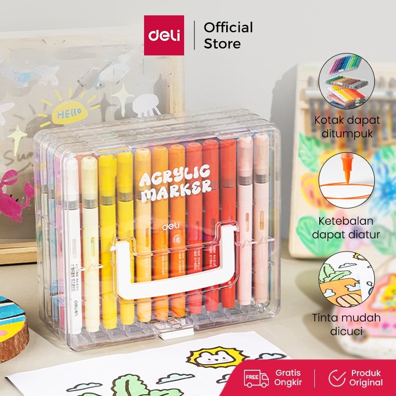 

PROMO!Deli Spidol Akrilik / Acrylic Marker Acrylic Brush Pen 24/36/48/60 Warna HM335READY