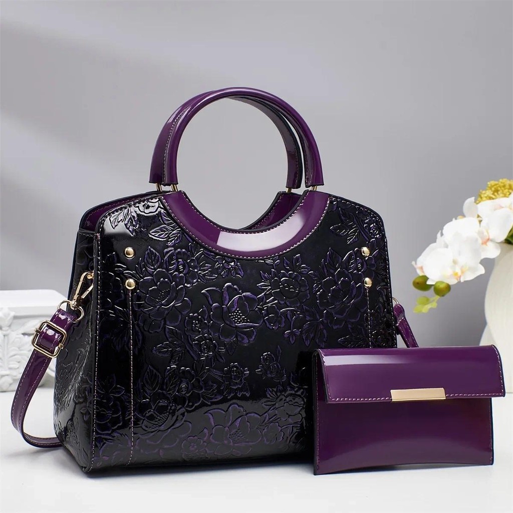 High-End Cross-Border Mother-Child Handbag Commuter Women's Bag Zipper Closure Polyester Lining PU M