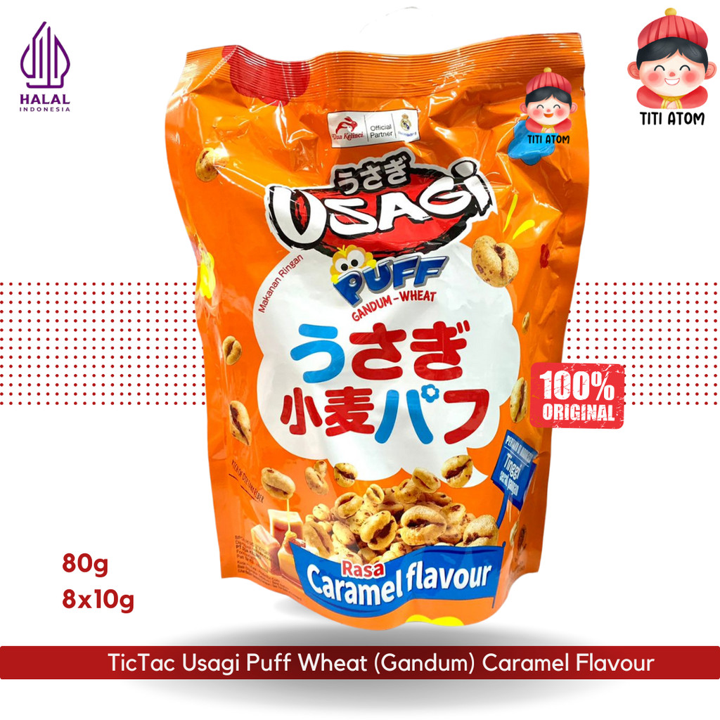 Osagi Usagi Puff Wheat Caramel Flavour Cemilan Gandum Rasa Karamel 80g 8x10g
