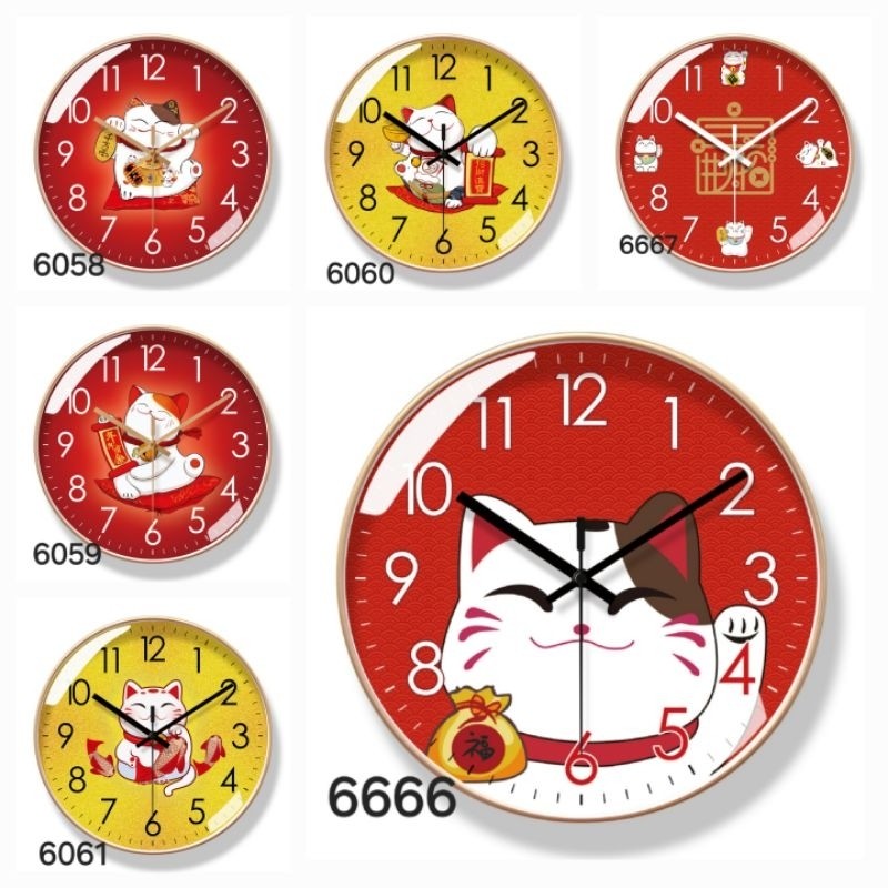 JAM DINDING KUCING,, JAM GANTUNG, HIASAN, LUCKY CAT